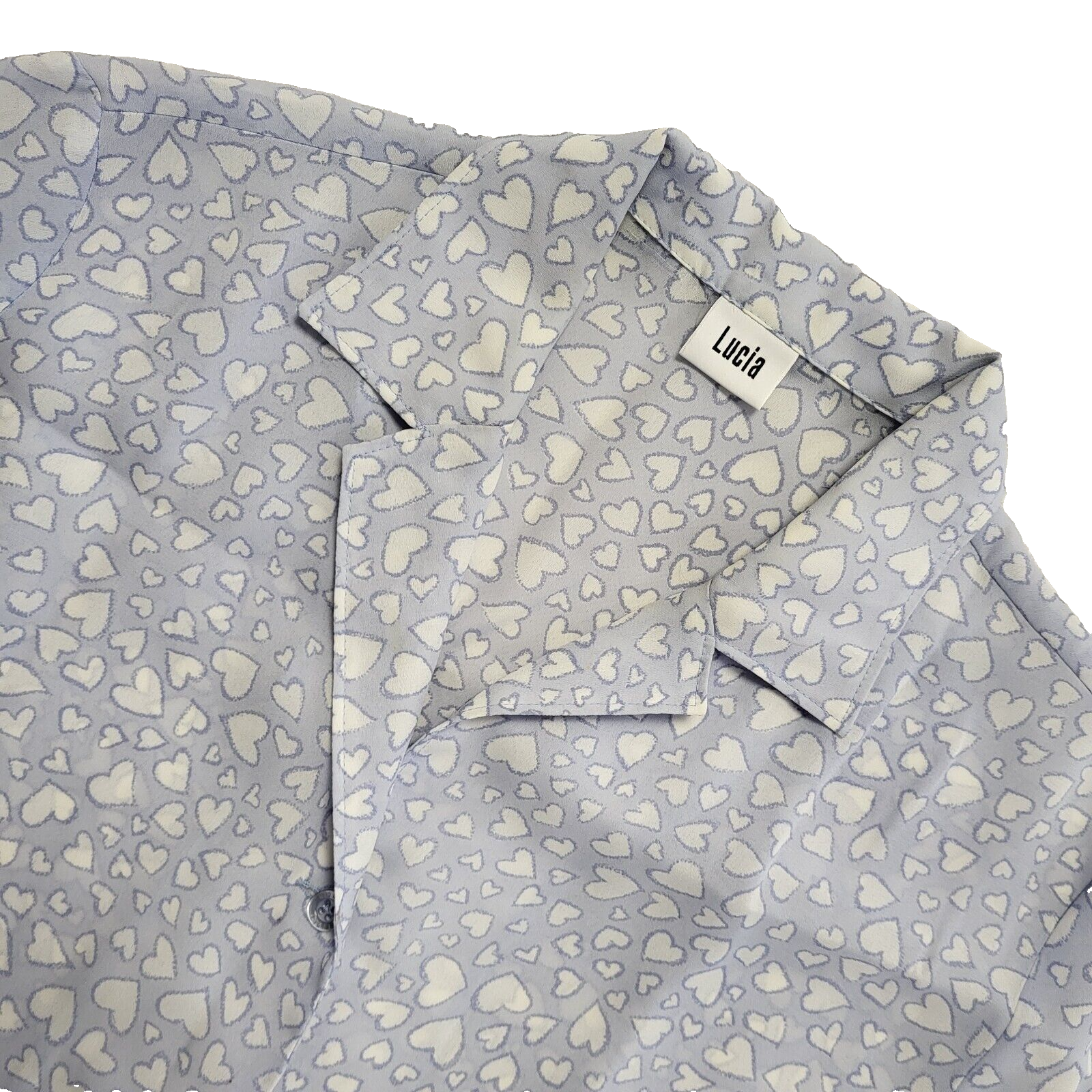 Lucia Vintage 80s Love Heart Buttoned Blouse Women's Uk 16