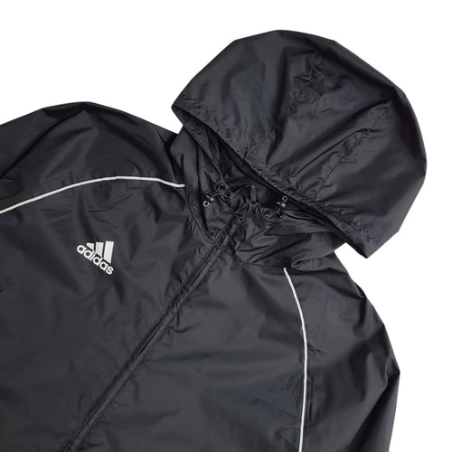 Adidas Windbreaker Jacket Black Y2k Hooded UK Men's Size XL