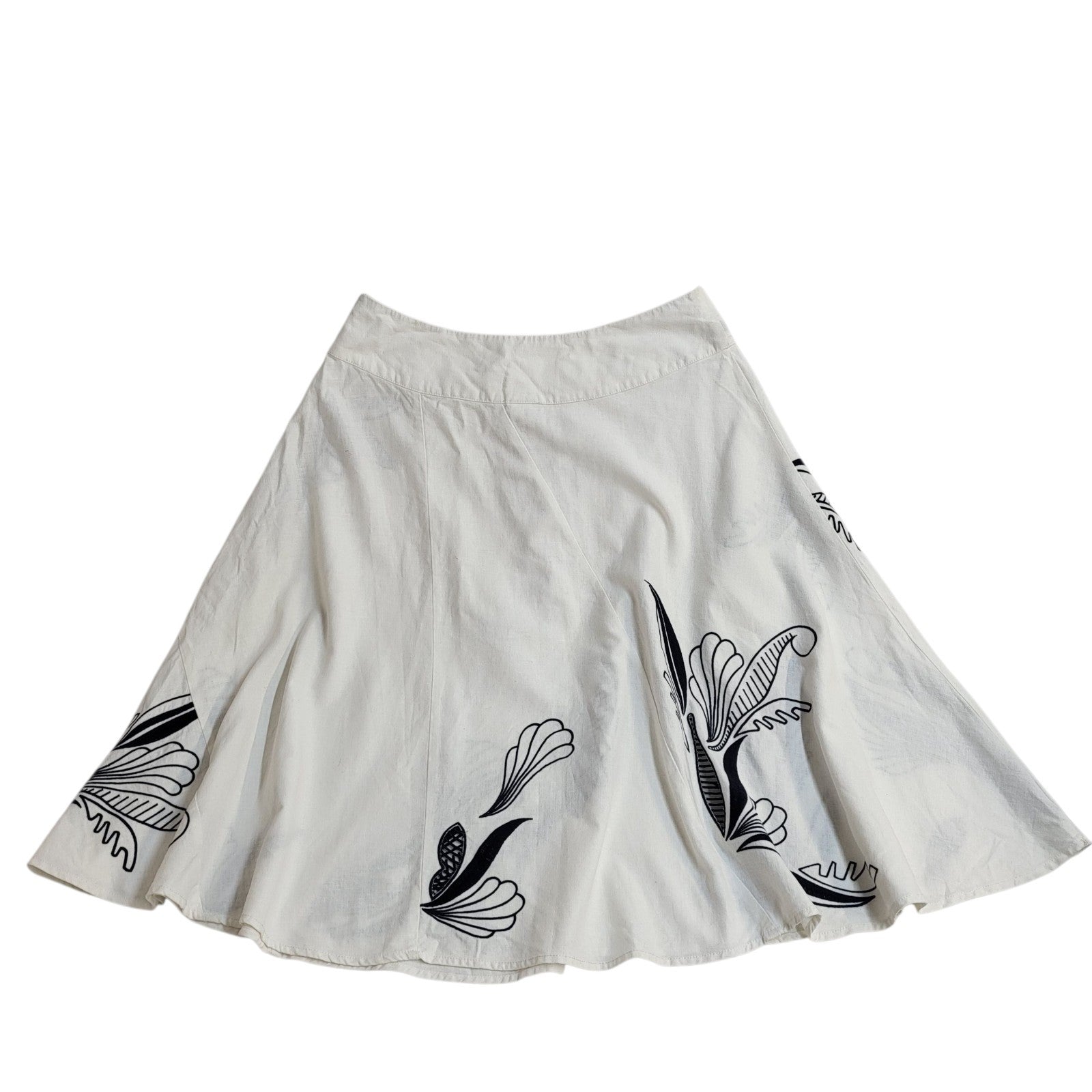 Next Y2K Skirt A-Line White Midi Linen Size XL 16 W34