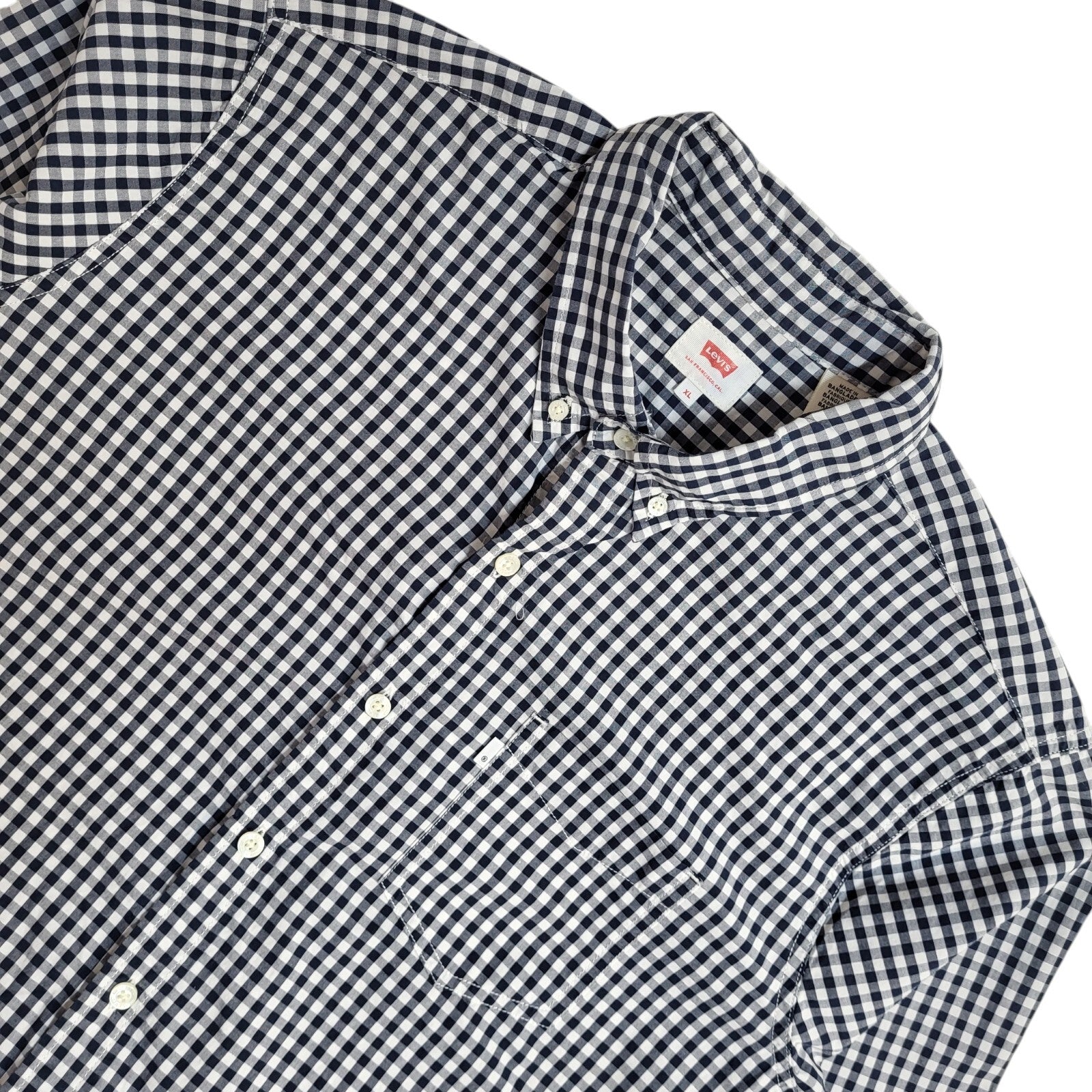 Levi's  Blue & White Checked Modern Long Sleeve Shirt UK Men's Size XL