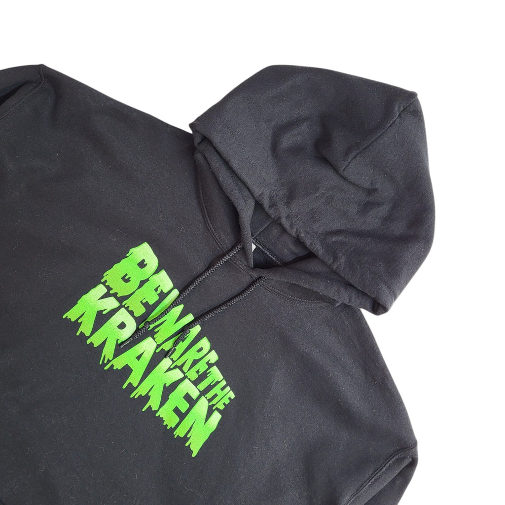 Gildan Black Beware The Kraken Long Sleeve Y2K Hoodie UK Men's Size XL