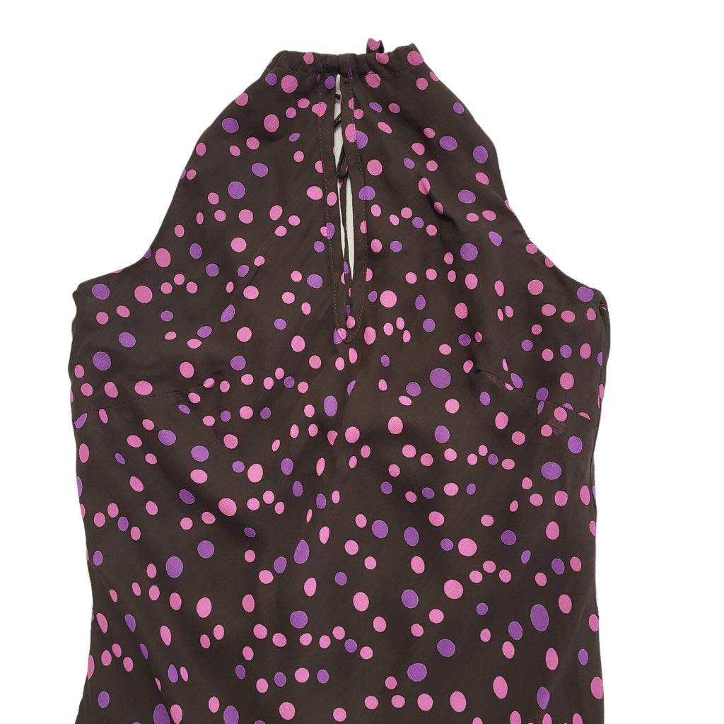 Bay Vintage 90s Pink & Purple Polka Dot Sleeveless Dress Uk Women's Size 10