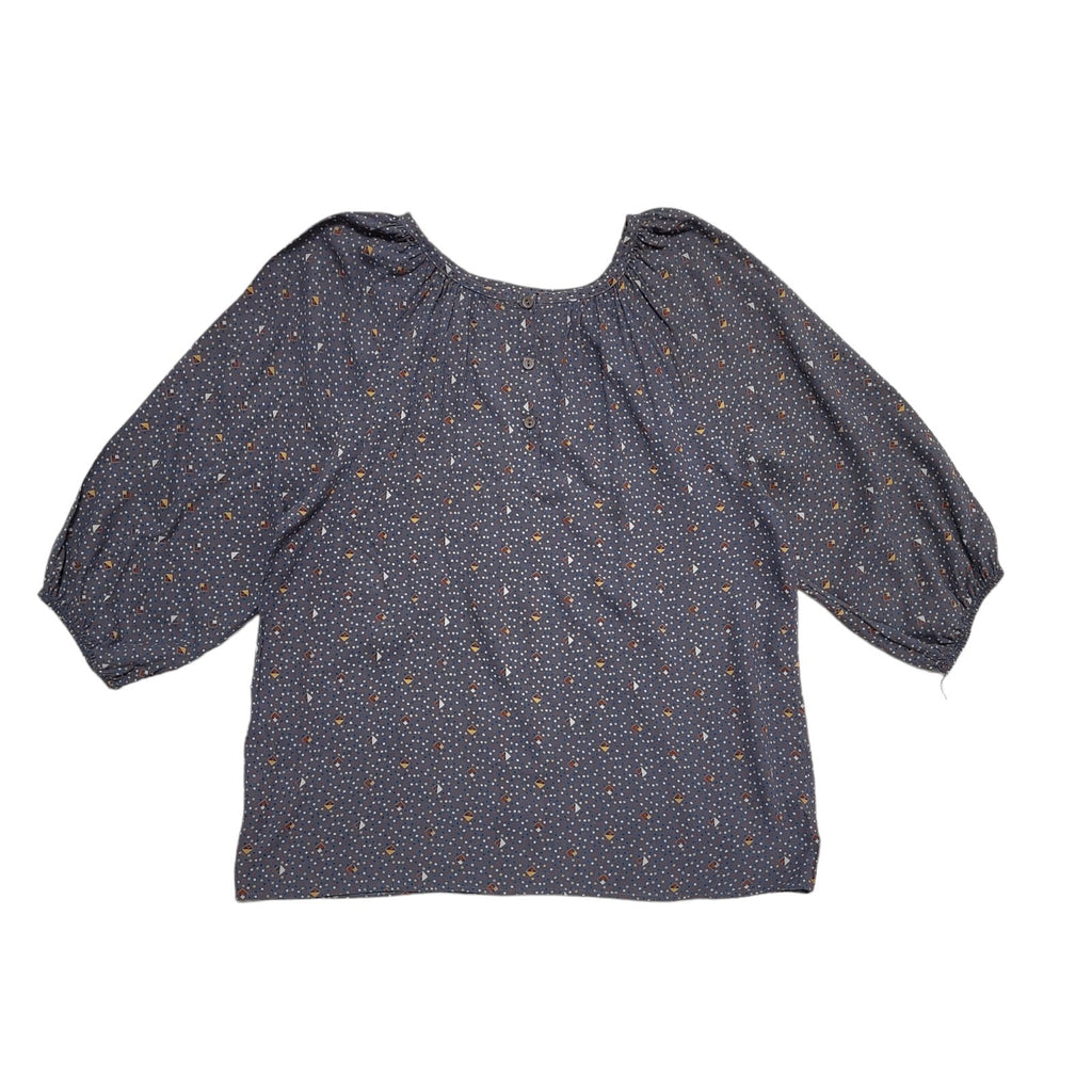 St Michael Vintage 80's Blue Abstract 3/4 Sleeve Blouse Uk Women's Size 16