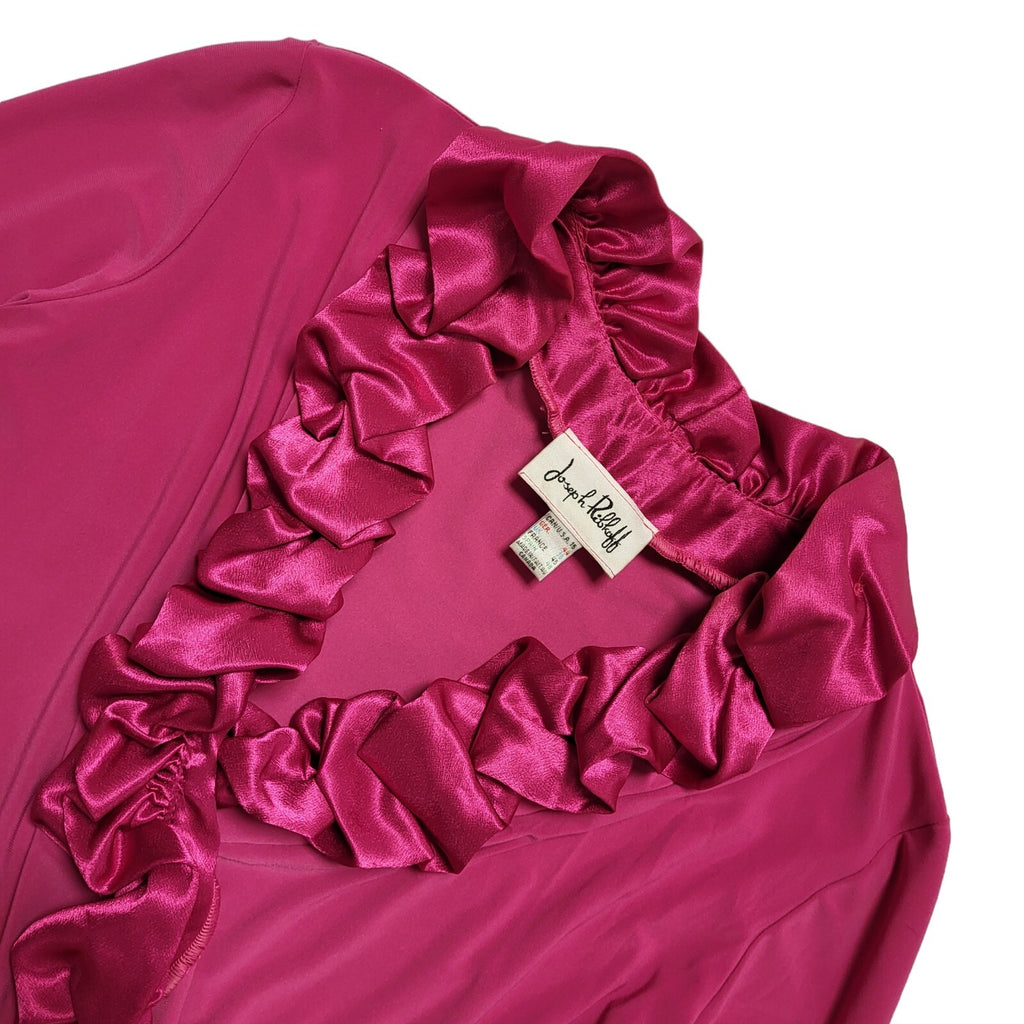 Joseph Ribboff Vintage Pink Ruffle Front Long Sleeve Blouse Womens UK Size 18