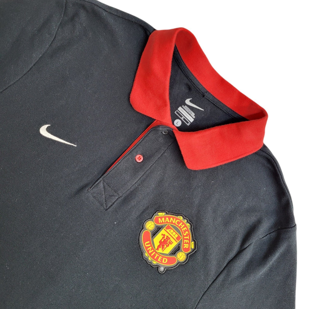 Nike 90s Black Manchester United Short Sleeve Sports Polo Shirt Men's Size L