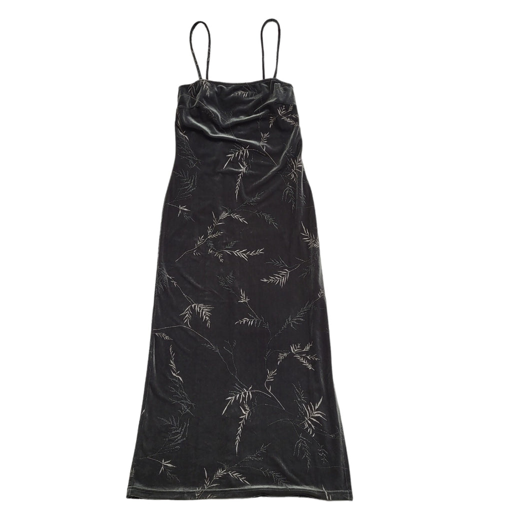 Yessica Y2K Grey Floral Sleeveless Velvet Dress Uk Women's Size 12 W30