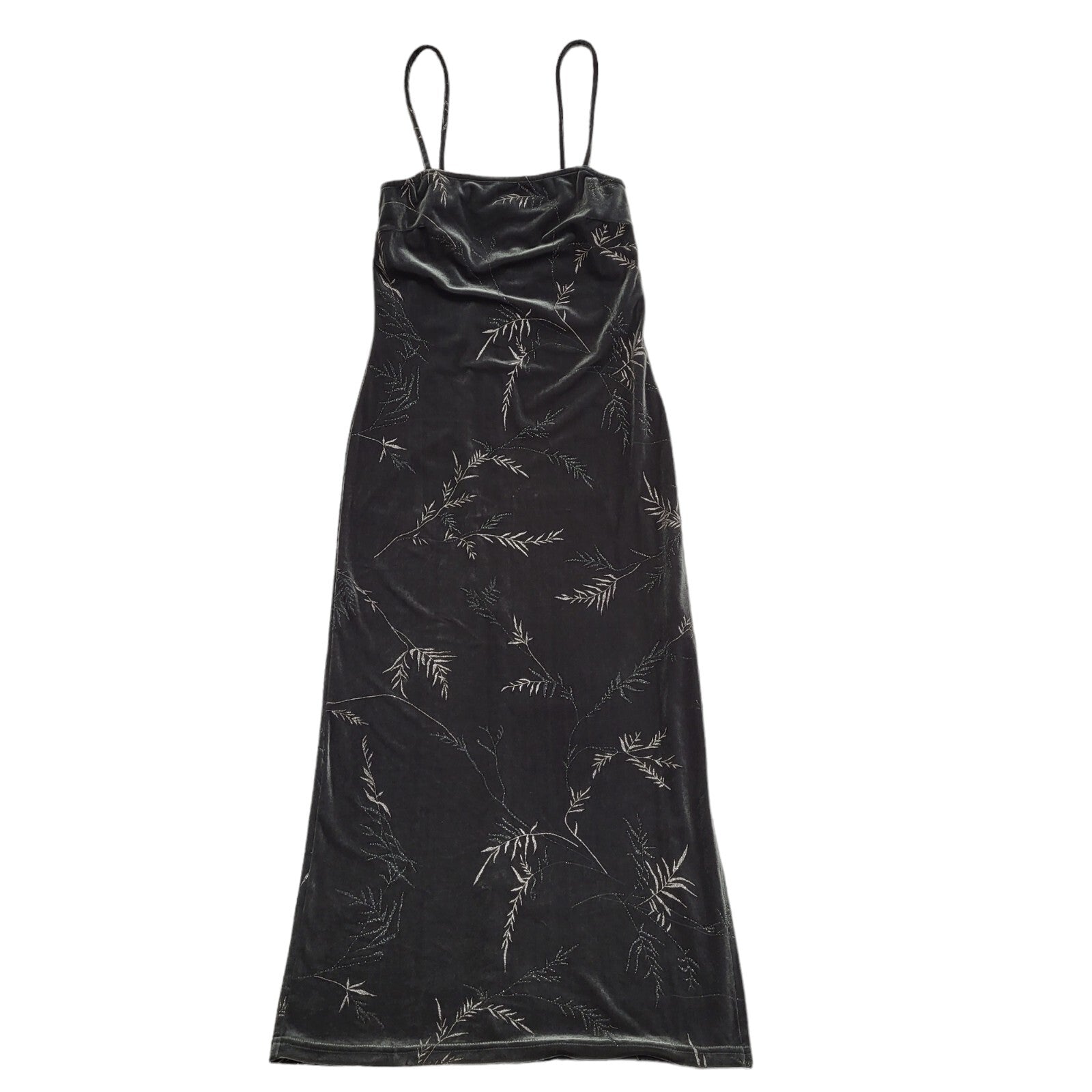 Yessica Y2K Grey Floral Sleeveless Velvet Dress Uk Women's Size 12 W30