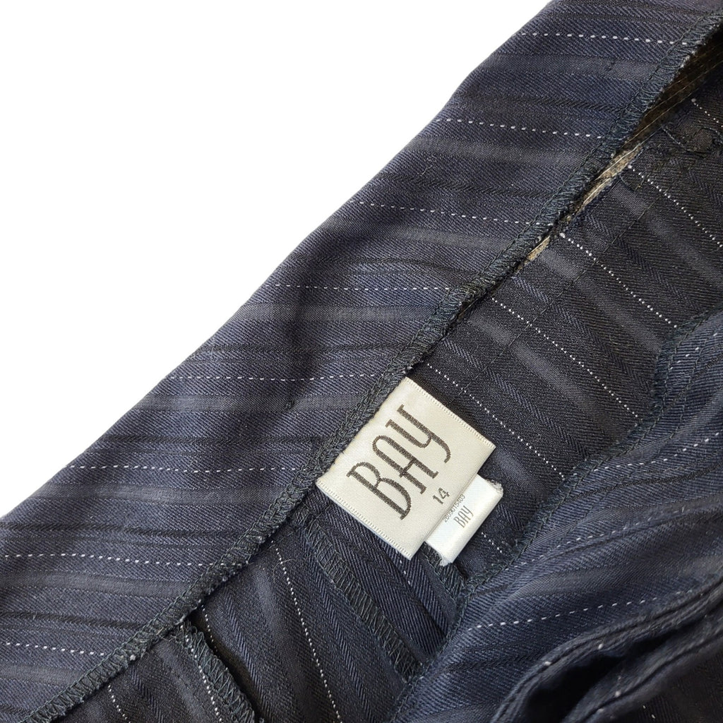 Bay Black Y2K Vintage Striped Bootcut Trousers Women's Size 14 W32 L31