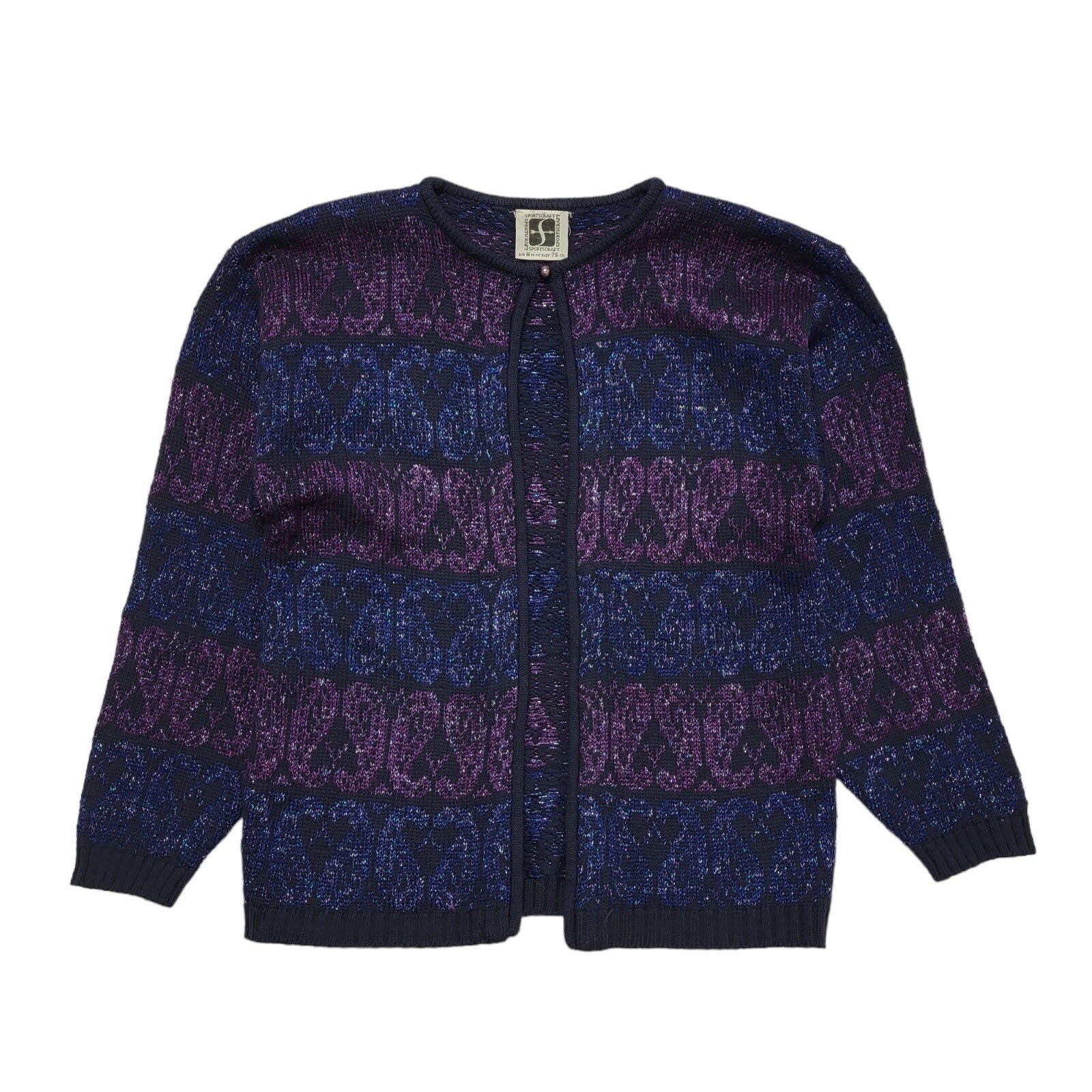 Sportscraft Vintage 80's Purple Button Up Short Sleeve Blouse Women's Size 8