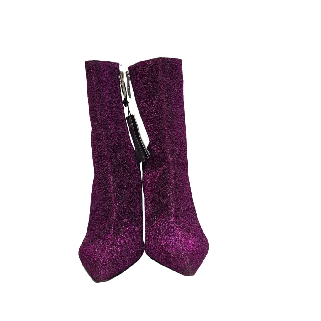 Zara Purple Glitter Zip-Up Heels Ankle Boots Uk Women's Size 3 Bnwob