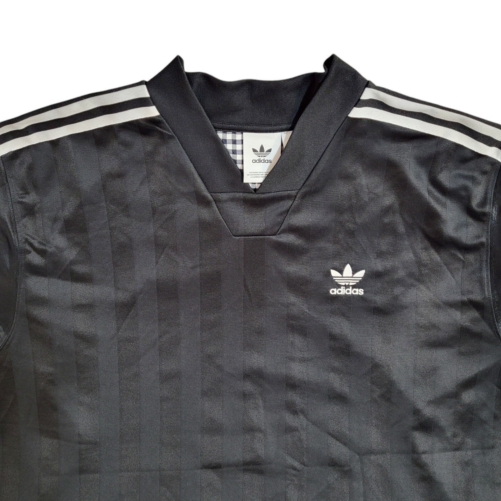 Adidas Black 90s Sports Sweatshirt V-Neck Checked Back UK Men's XXL