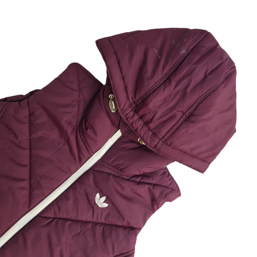 Adidas Vintage Y2k Burgundy Hooded Gilet Uk Women's Size 6