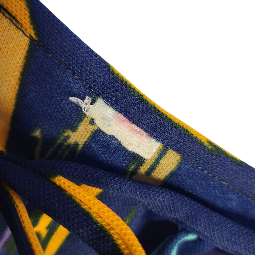 70s Vintage Navy, Blue, Yellow & Pink Tied Waist Shift Dress Women's 16/18