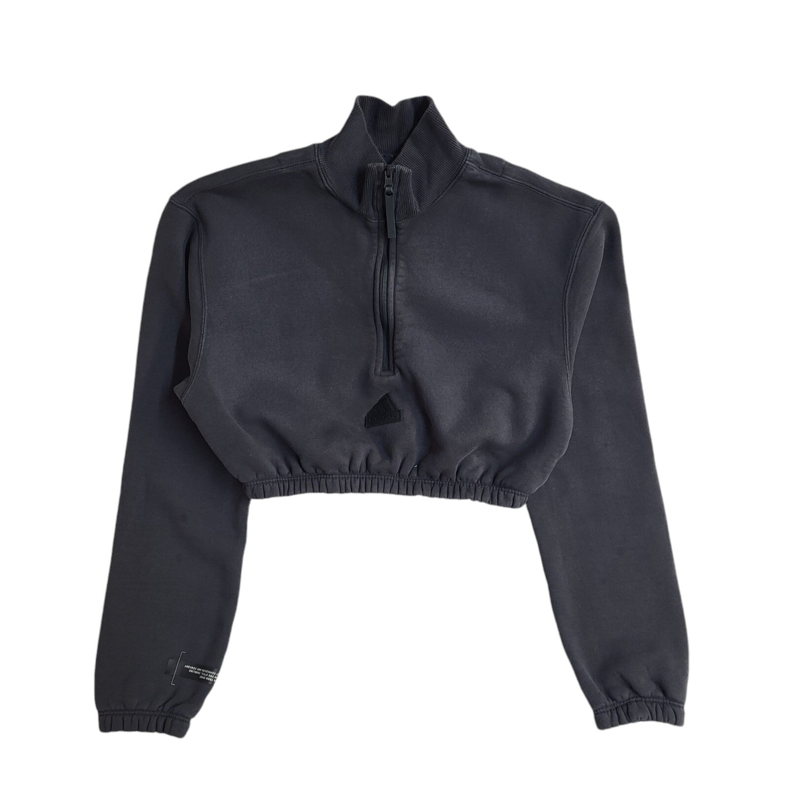 Adidas Y2k Black High Neck Cropped Sports Top Uk Women's Size Small
