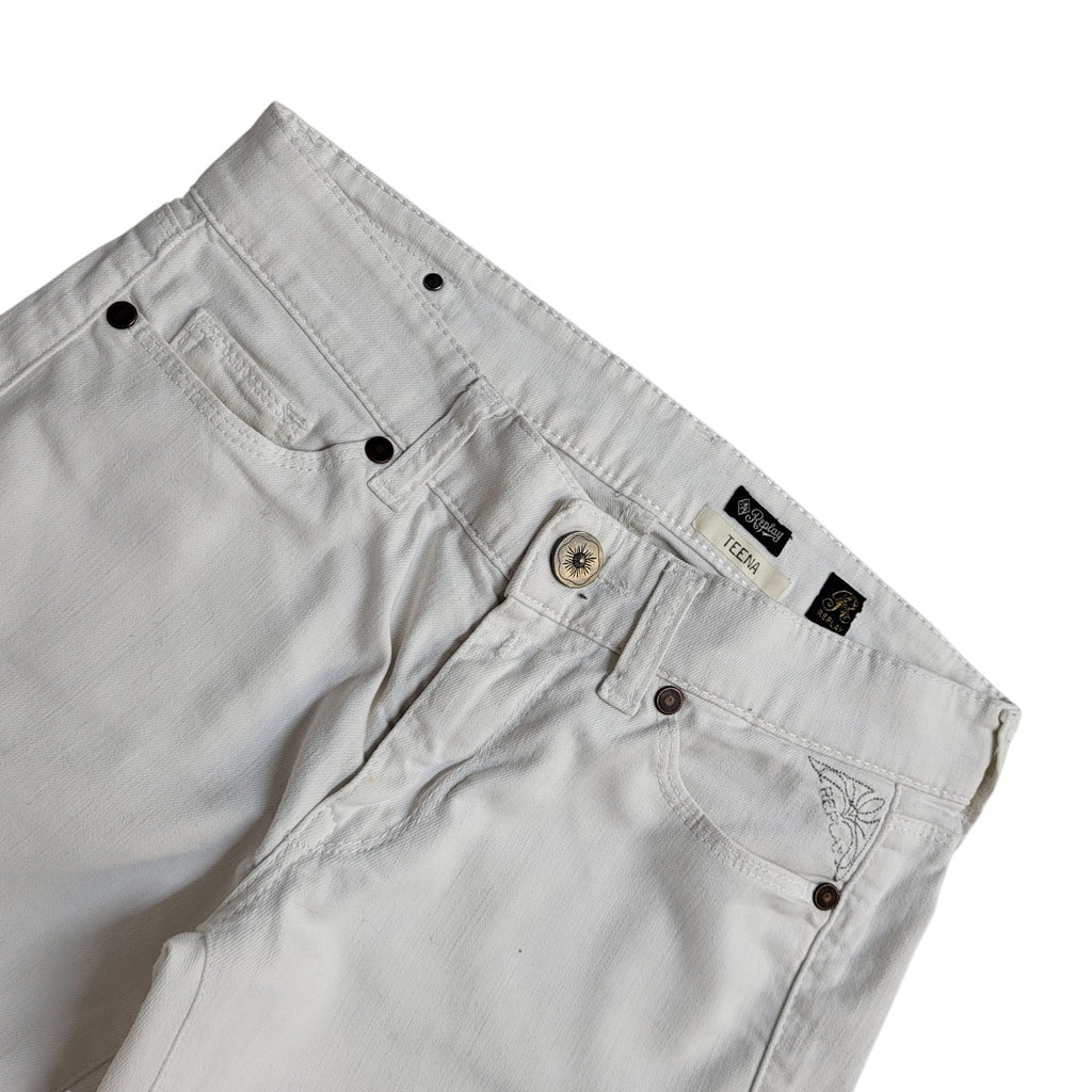 Replay Jeans Y2k White Bootcut Denim Uk Women's Size S W27 L34