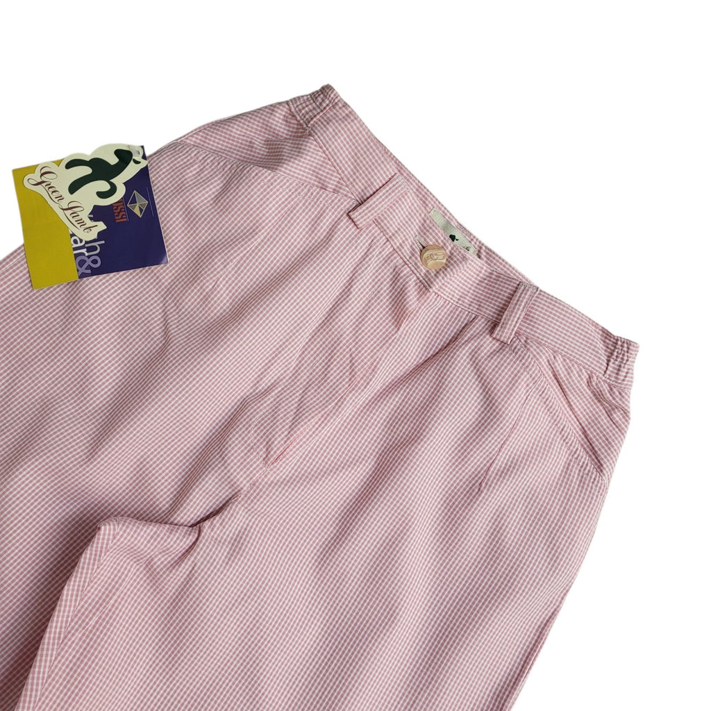 Green Lamb Trousers Y2K Pink Check Poly Cotton Bnwt Women's Size S 8 W26 L31