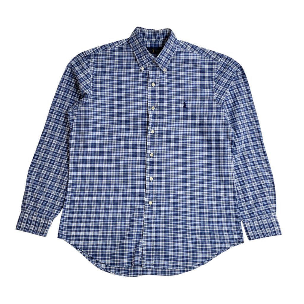 Ralph Lauren Blue Checked Modern Long Sleeve Shirt UK Men's Size M