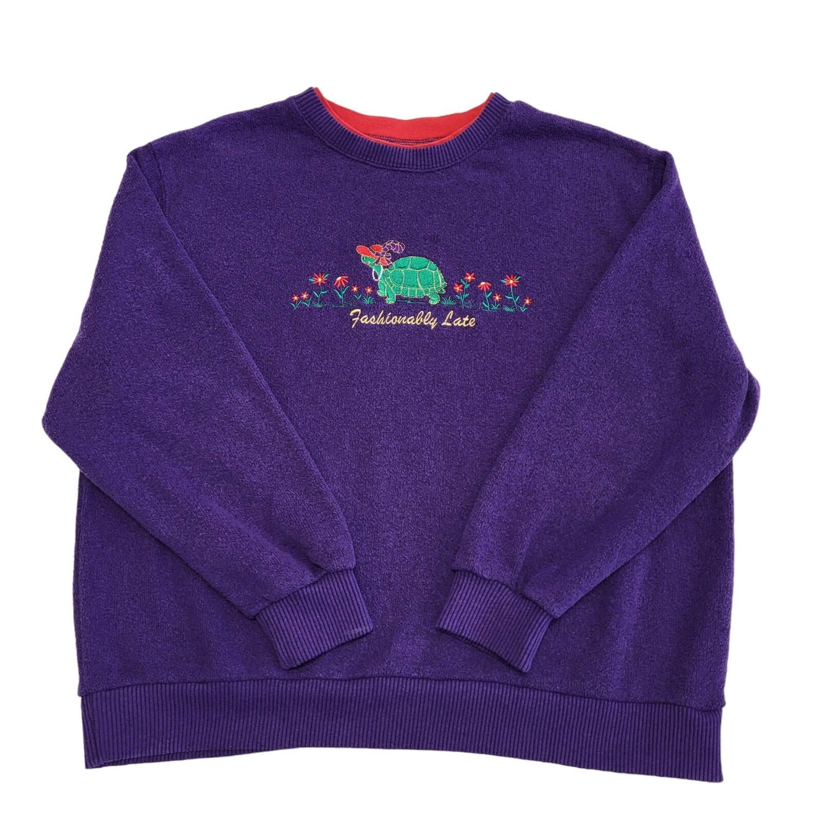 90s Vintage Cottagecore Purple Turtle Sweatshirt Women's Size XL