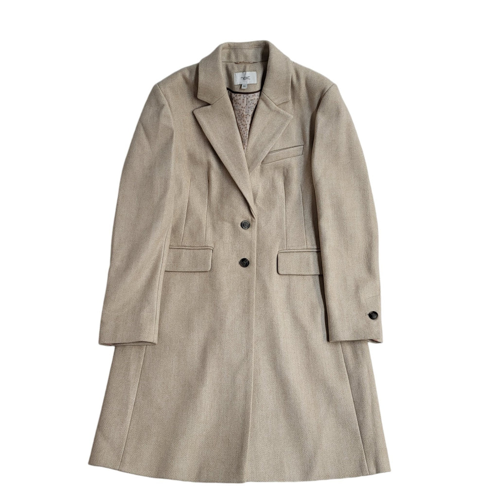Next Vintage 90's Beige Collared Button Front Coat Women's UK 16