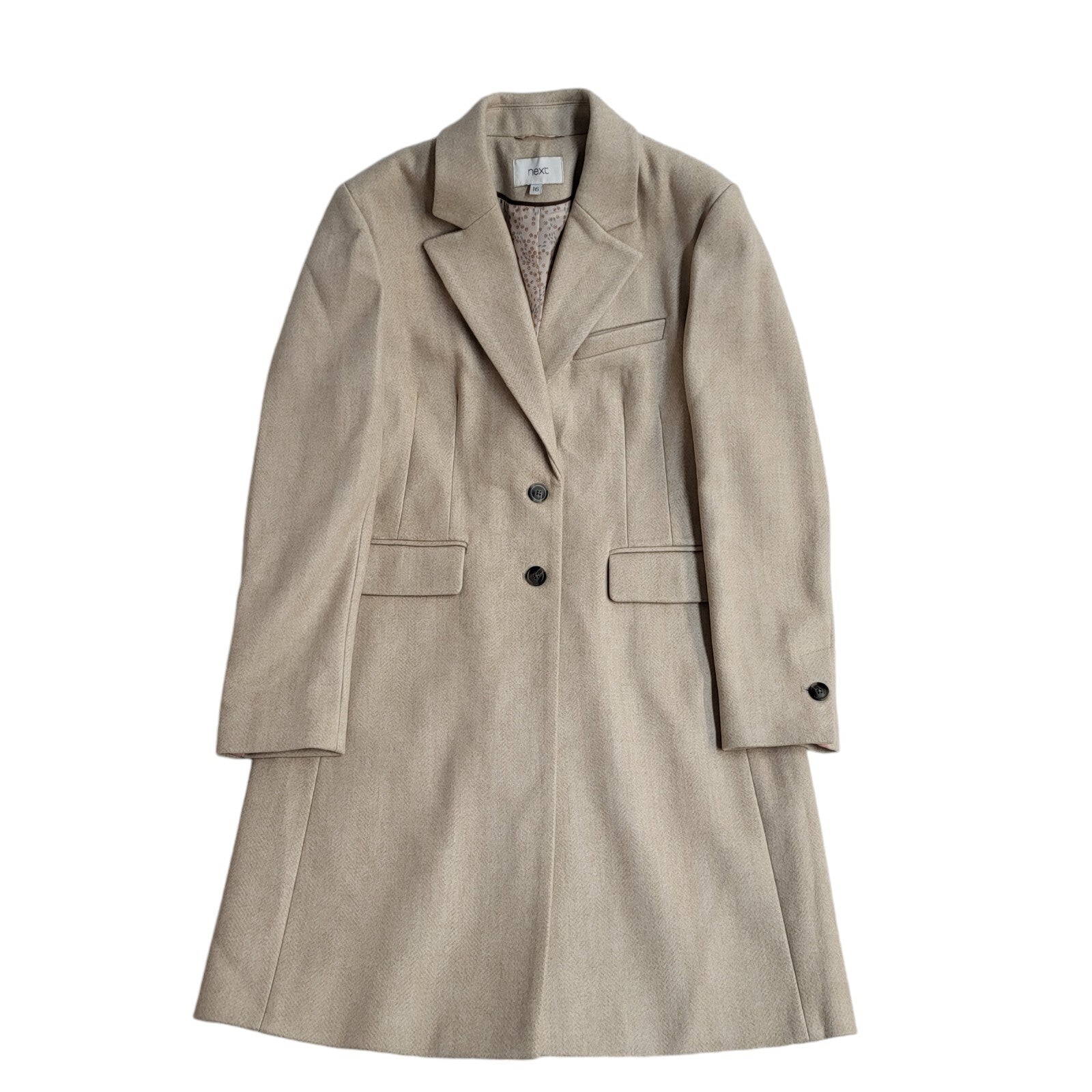 Next Vintage 90's Beige Collared Button Front Coat Women's UK 16