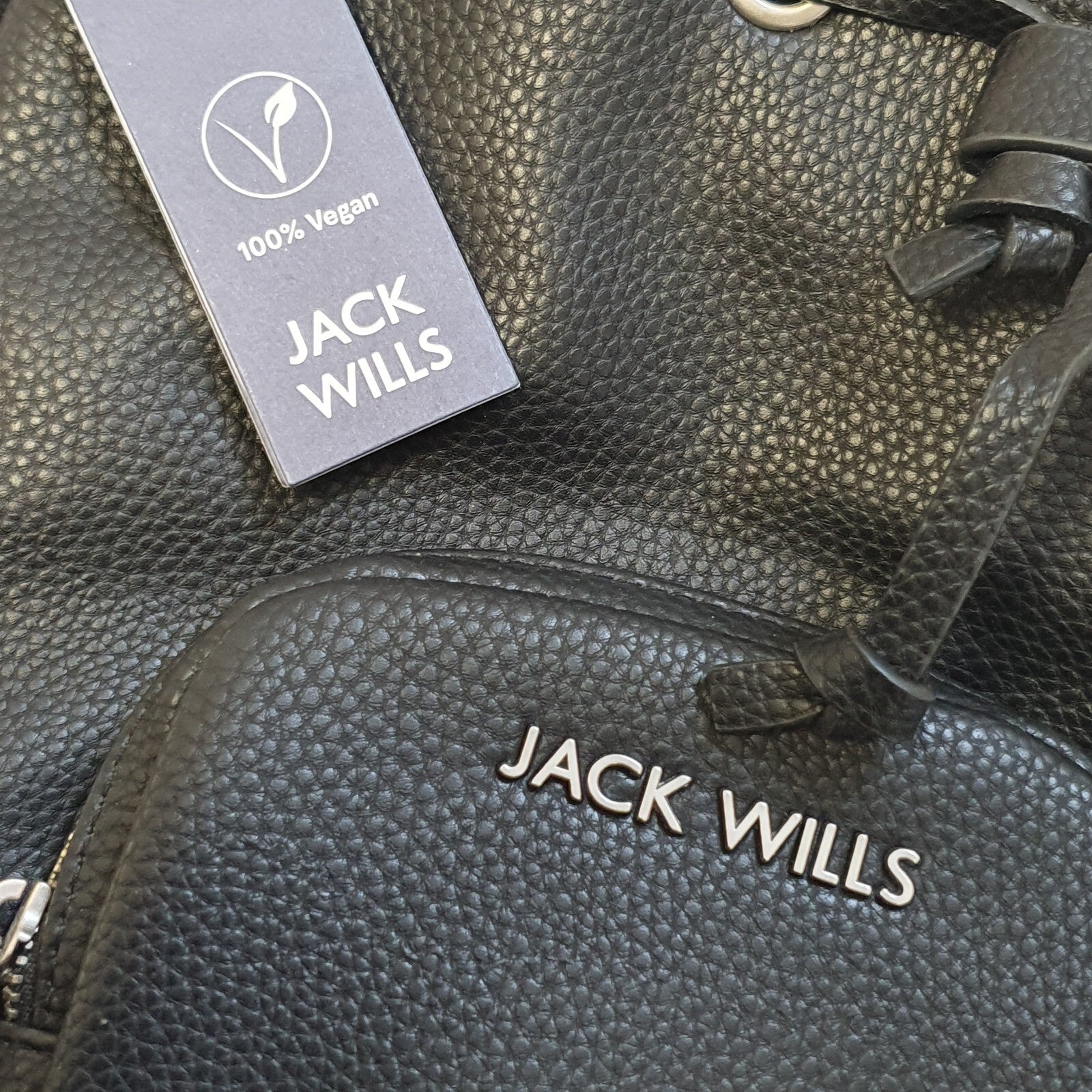 Jack Wills 100% Vegan Faux Leather Drawstring Shoulder Bag 11" X 10" BNWT RRP£50