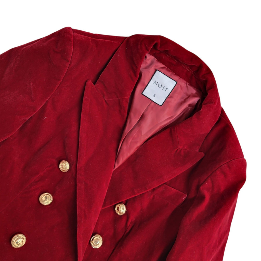 MOTF Suit Jacket Bnwt Y2k Dark Red Velvet UK Women's Size S