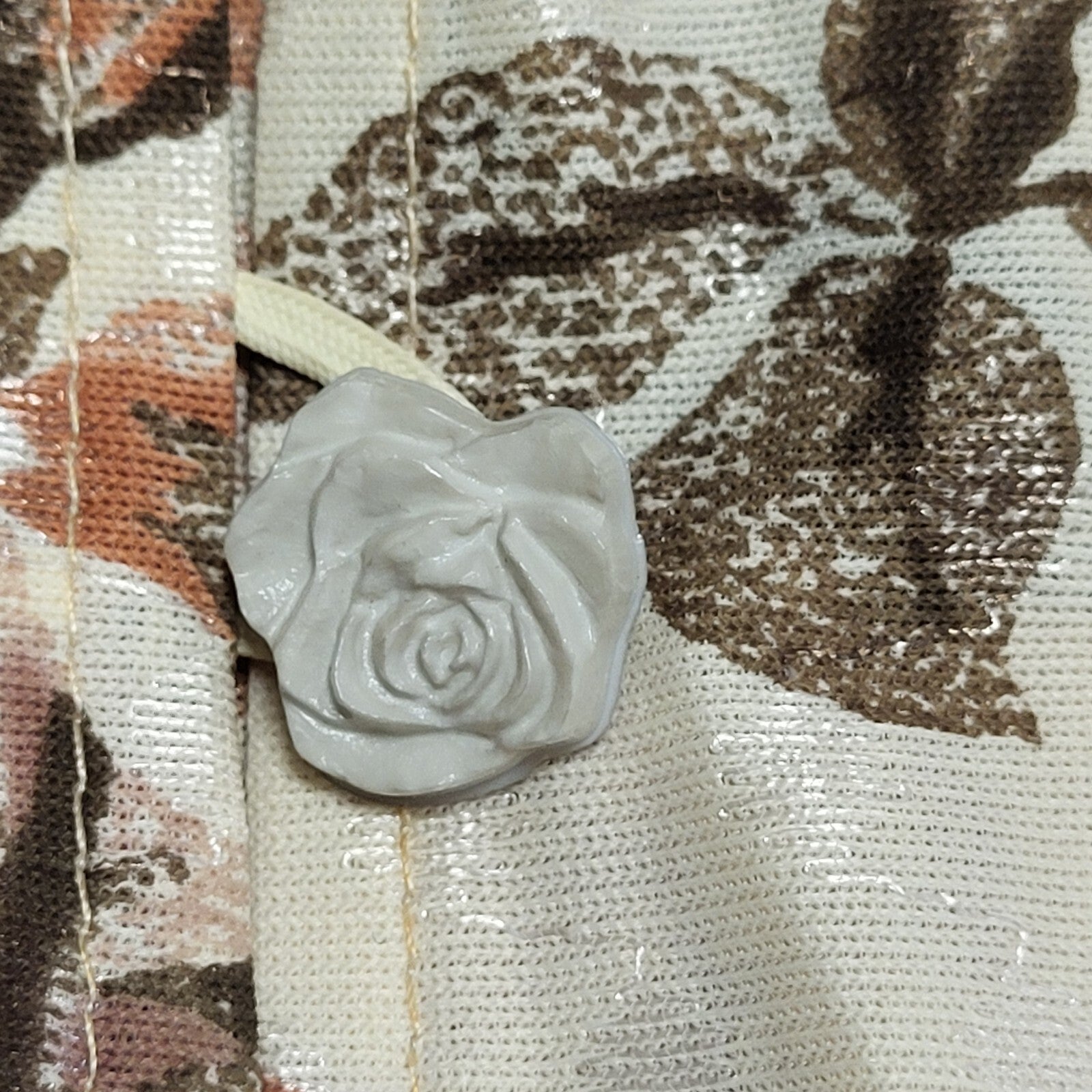 70s Vintage Maille De France Beige Floral Fit & Flare Dress Women's Size 12
