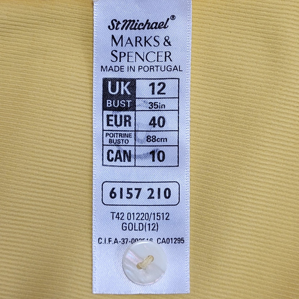 St Michael Vintage Y2k Yellow Collared Polo Shirt Uk Women's Size 12