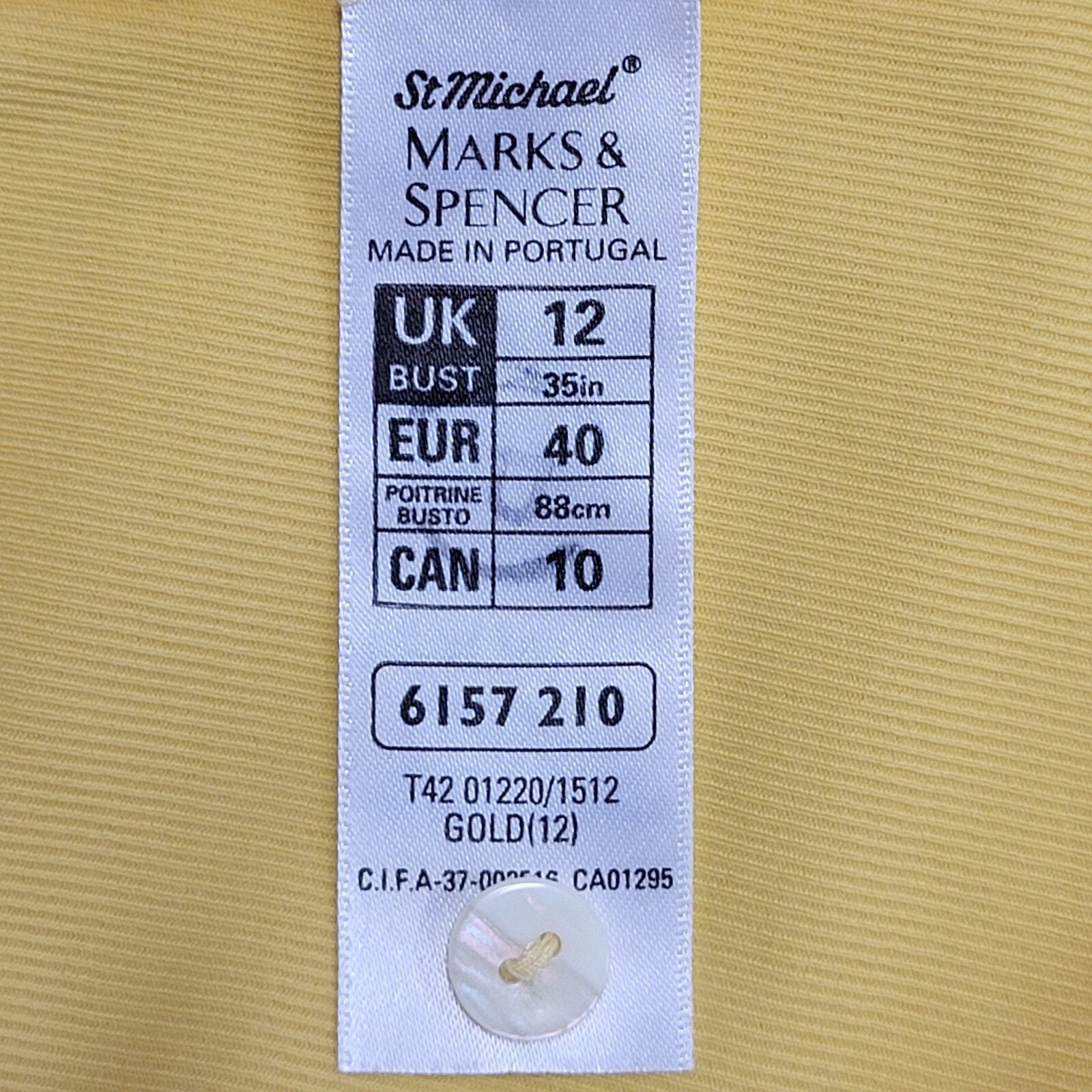 St Michael Vintage Y2k Yellow Collared Polo Shirt Uk Women's Size 12