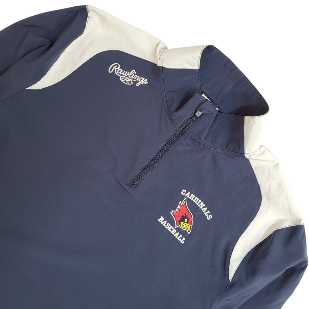 Rawlings Cardinal Baseball 90s Blue 1/4 Zip Pullover Sports Jacket Men's Size L
