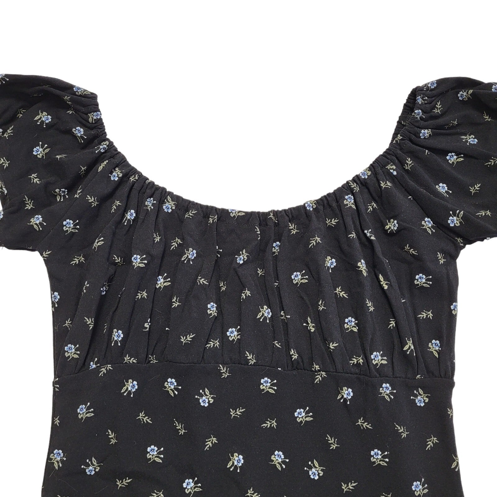 Clockhouse Black Y2K Milkmaid Style Floral Dress Women's Uk M 10