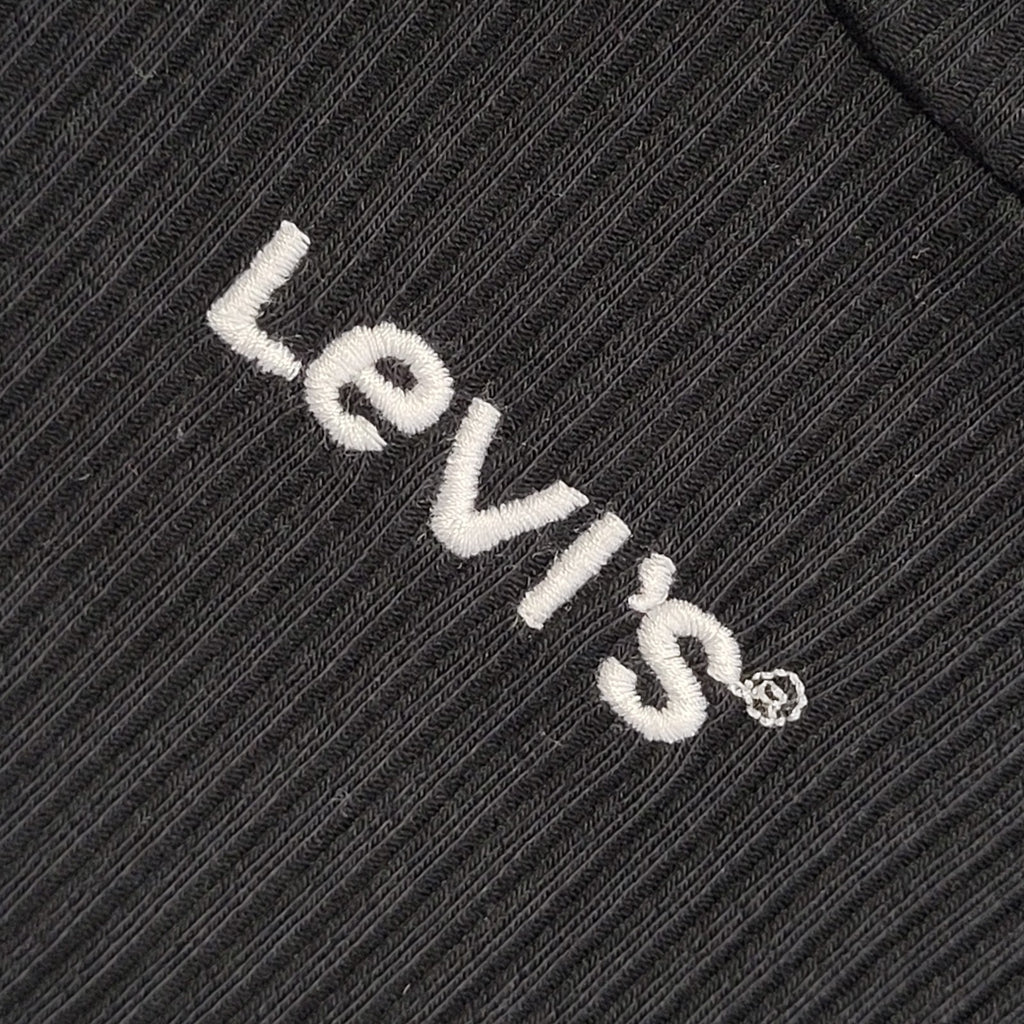 Levi's Y2K Black Round Neck Ribbed Short Sleeve Top Womens UK Size XS