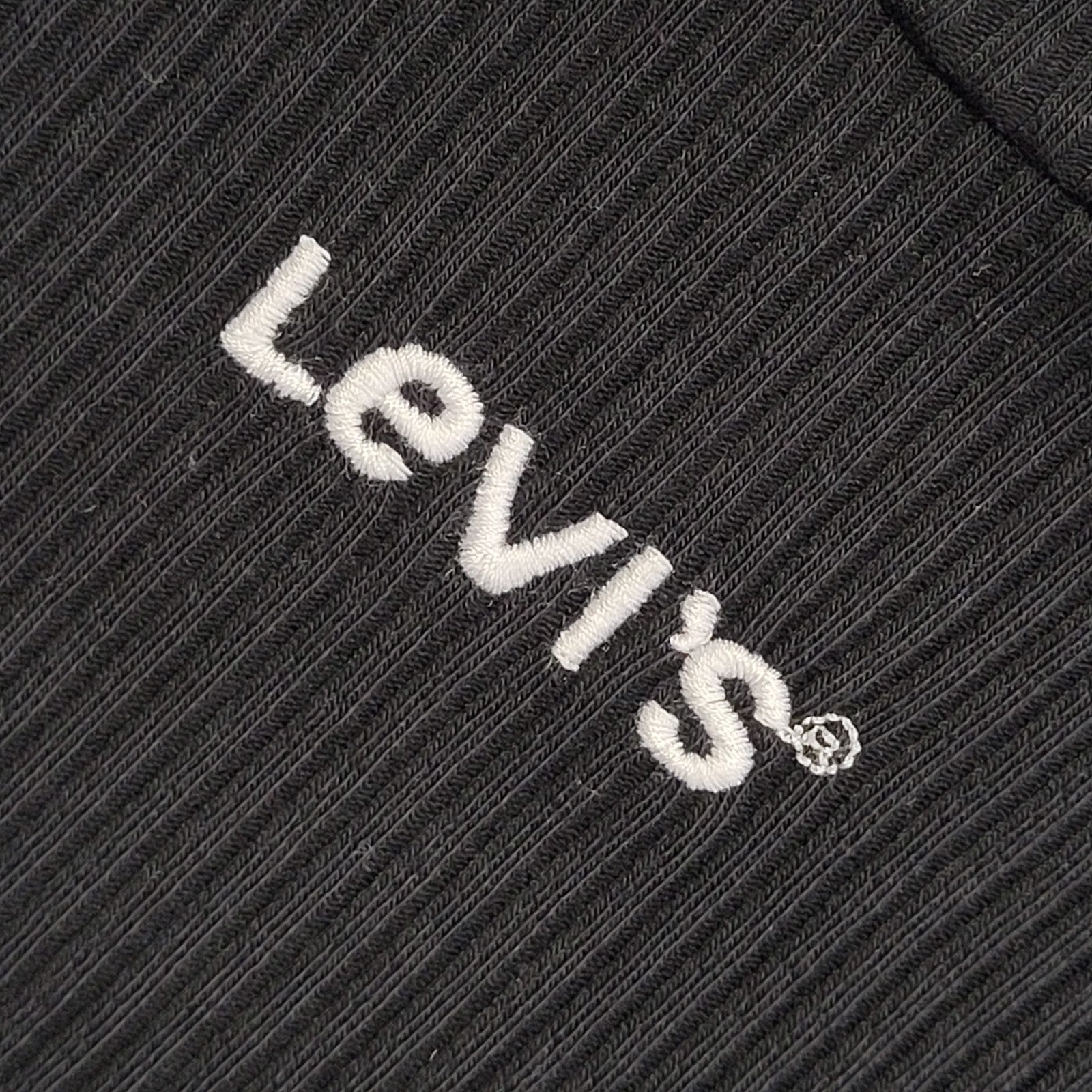 Levi's Y2K Black Round Neck Ribbed Short Sleeve Top Womens UK Size XS