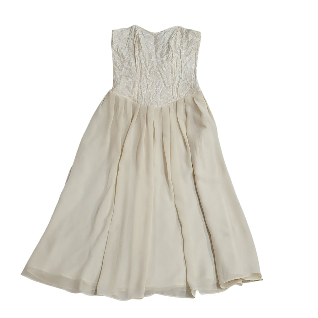 Hamells Vintage 80's Cream Strapless A-Line Midi Dress Womens Uk 10