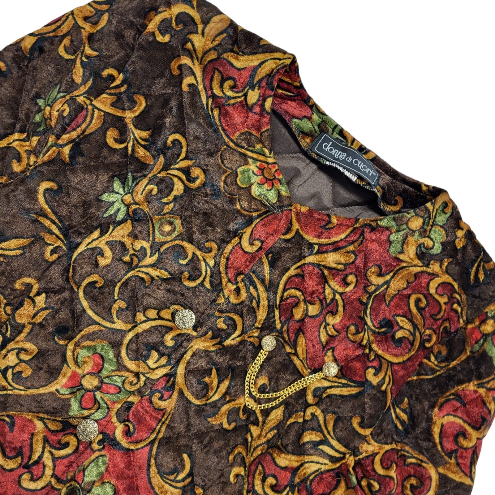 Donna Di Cuori 90s Vintage Brown Pink Floral Dress Jacket Uk Women's Size 8/10