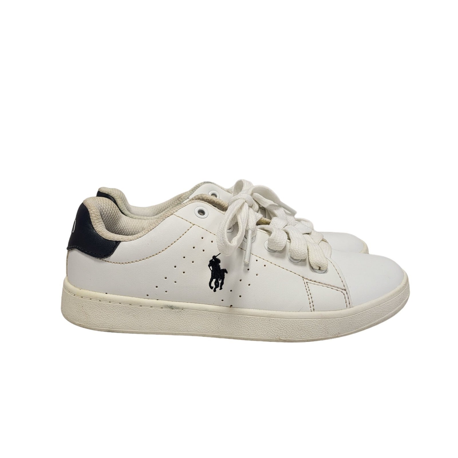 Polo Ralph Lauren Quincey Court White Low Flat Trainers Kids UK 1 Eu 32