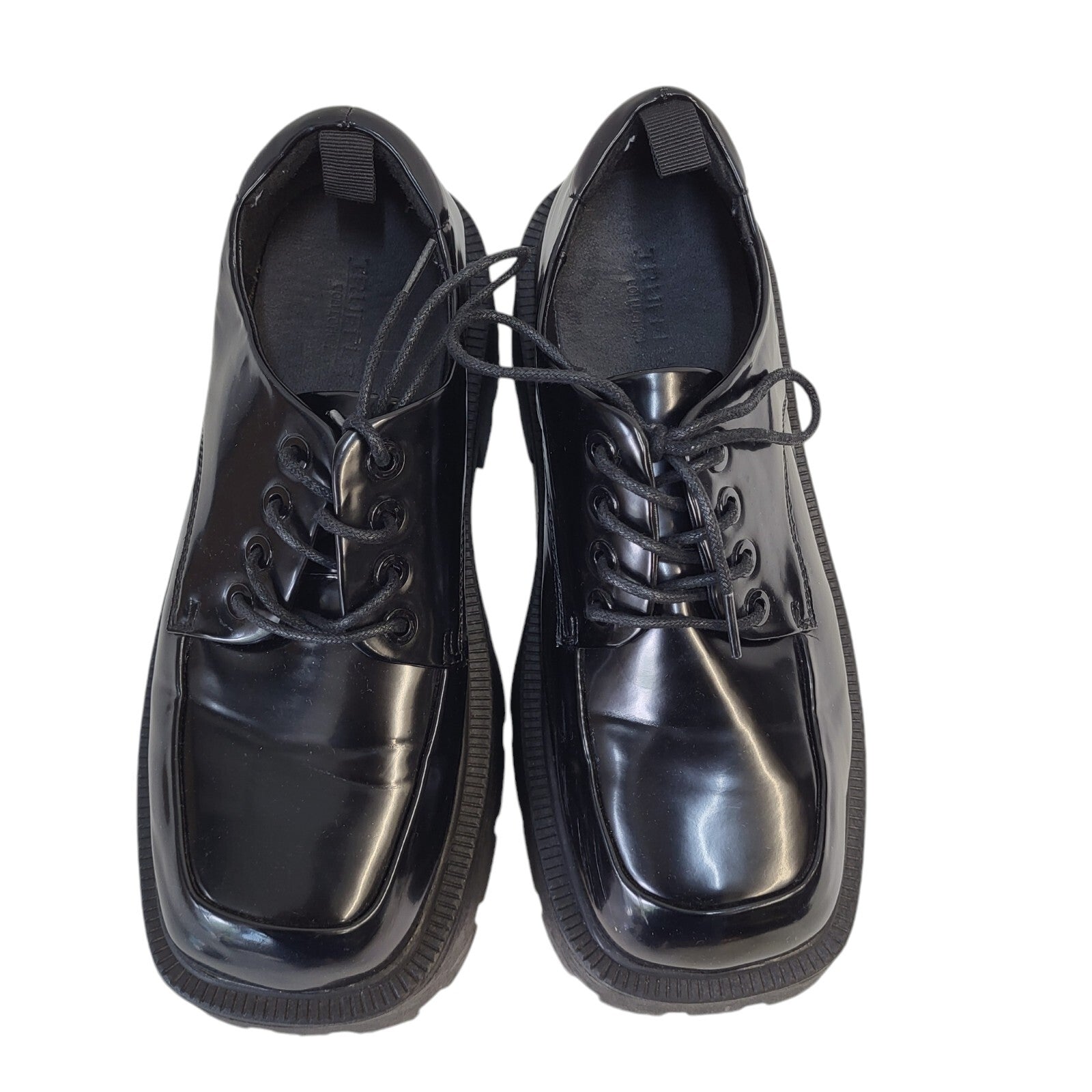 Truffle Black Lace-up Faux Leather Dress Shoes Uk Women's Size 5