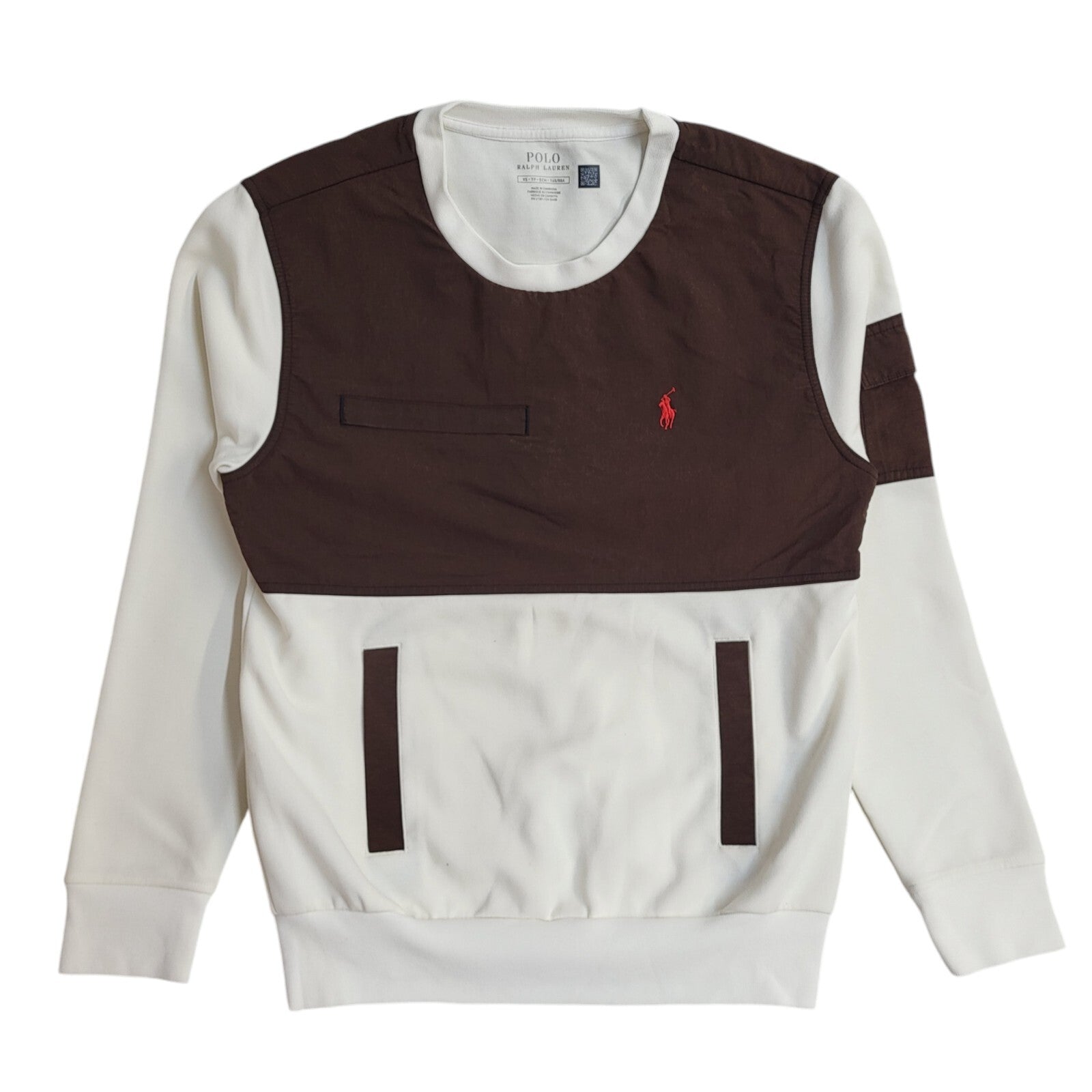 Polo Ralph Lauren White & Brown Vintage 90s Sweatshirt UK Men's Size XS