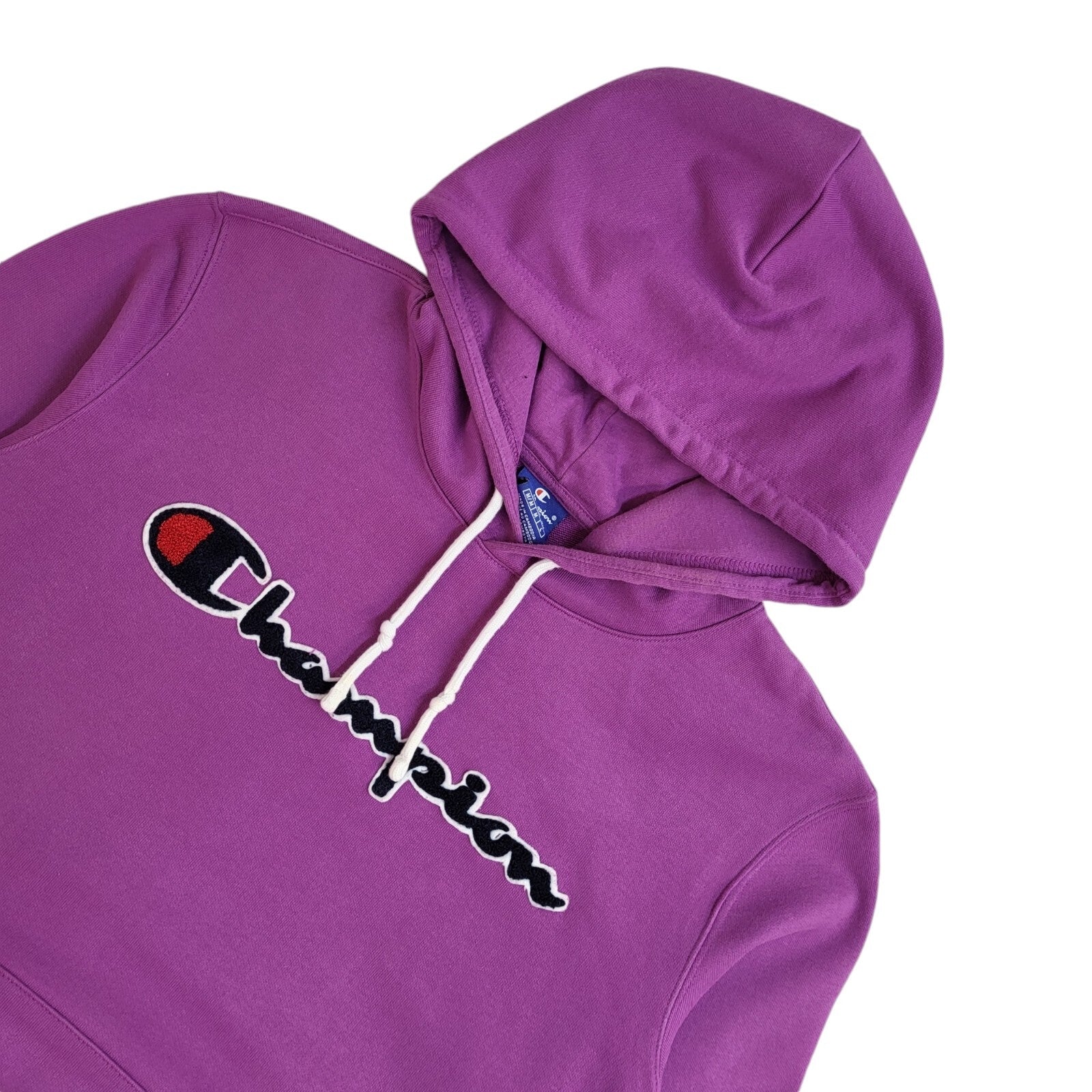 Champion Sports Hoodie Purple Drawstring 90's Vintage UK Men's Size M