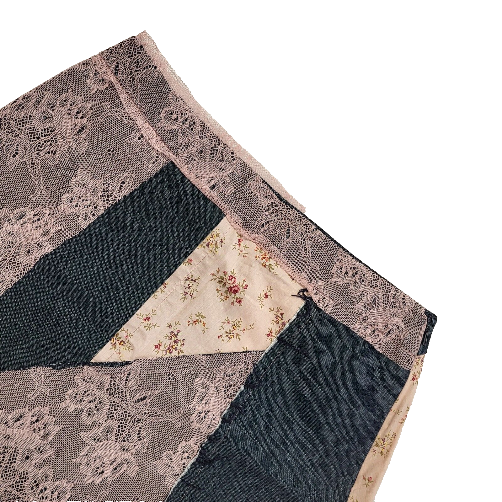 Oasis Vintage 90's Blue & Pink Floral Asymmetrical Denim Skirt Womens UK 10 W28