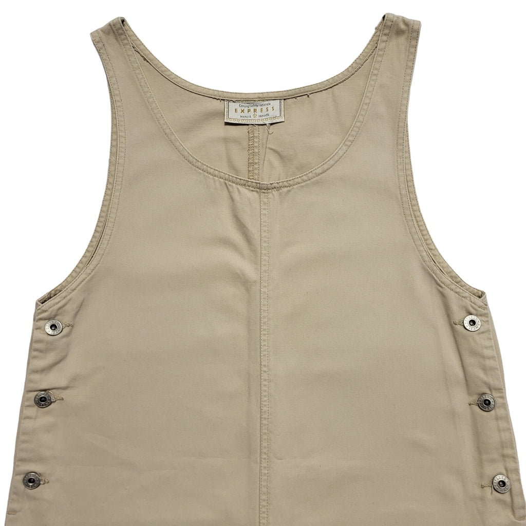 Express Vintage 90s Beige Sleeveless Denim Dress Uk Women's Size 12 W30-34