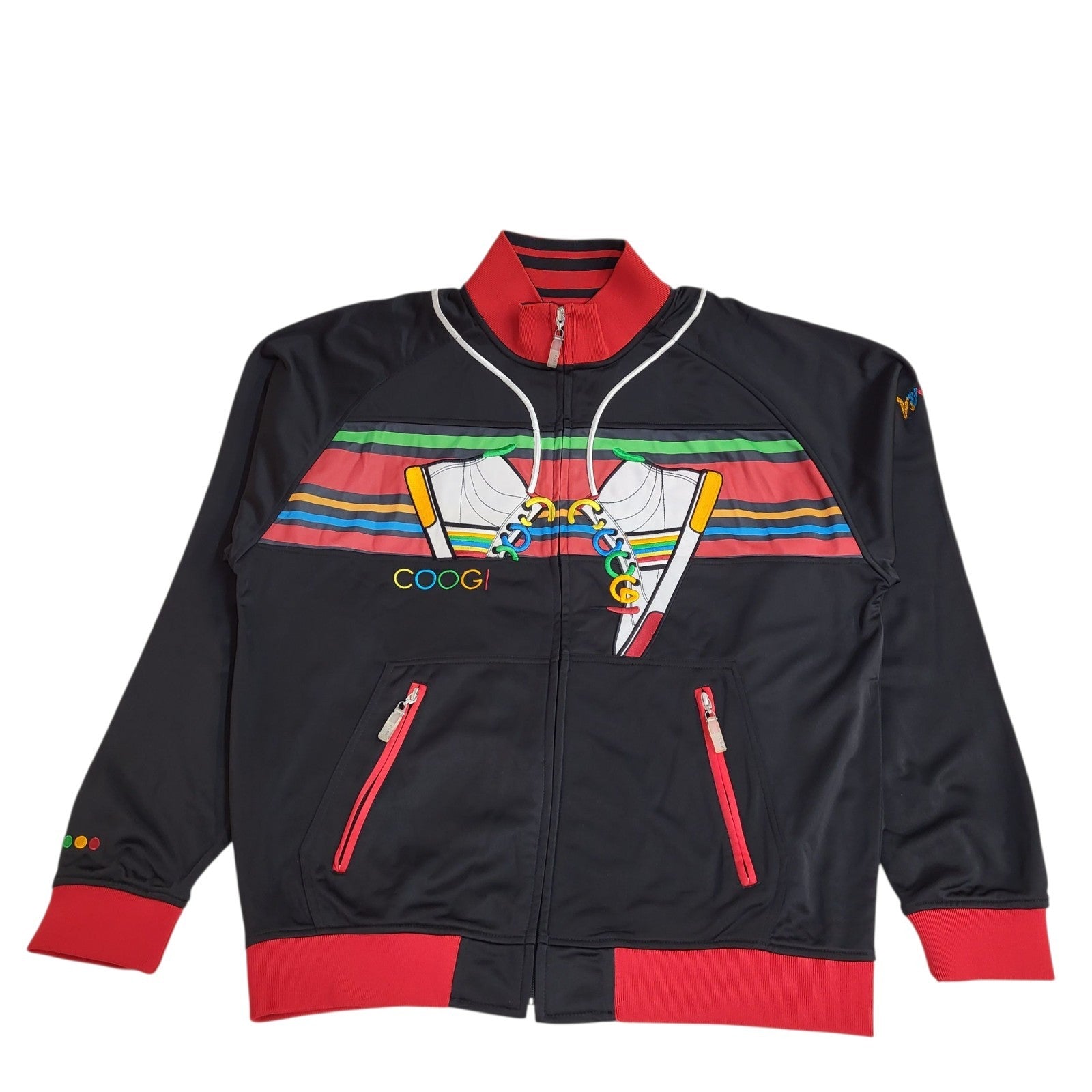 Coogi Tracksuit Top Jacket Black & Red UK Men's Size L Bnwt