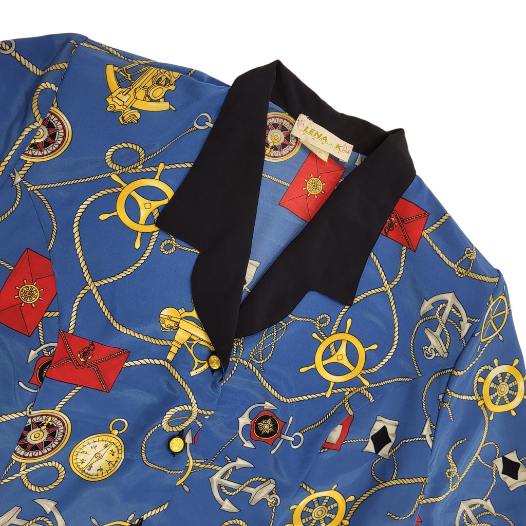 Lena K Paris Blue Nautical Collared Daywear Dress Women's 16