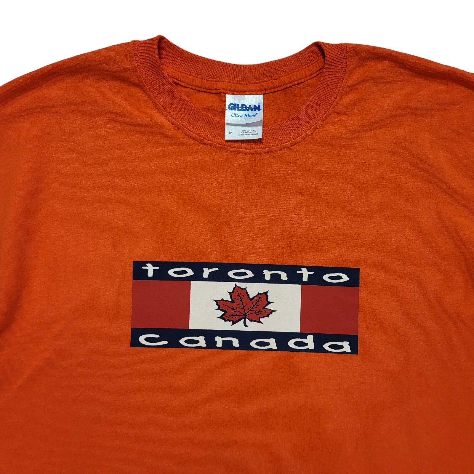 Canada Toronto Gildan Orange Vintage 90s Short Sleeve T-Shirt Uk Men's M