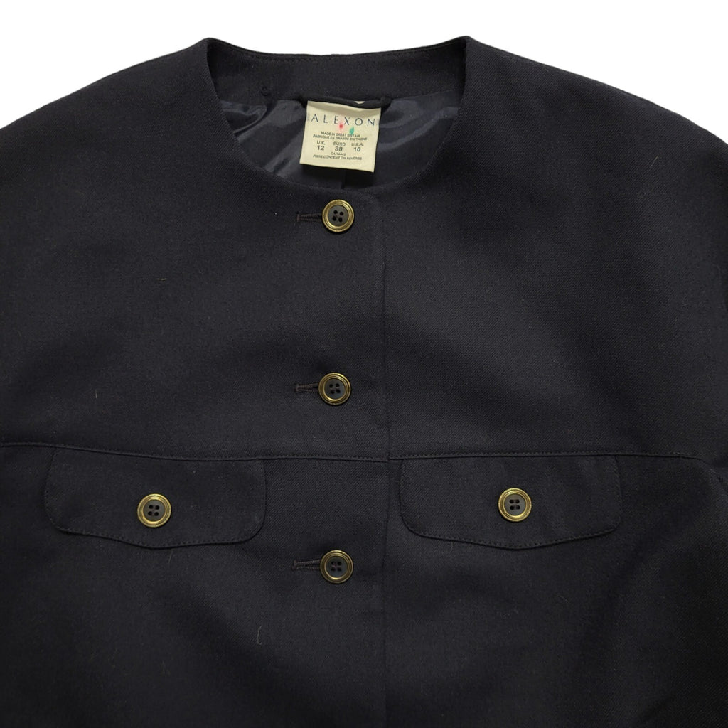 Alexon Black 90s Vintage Button Wool Jacket Uk Women's Size 12