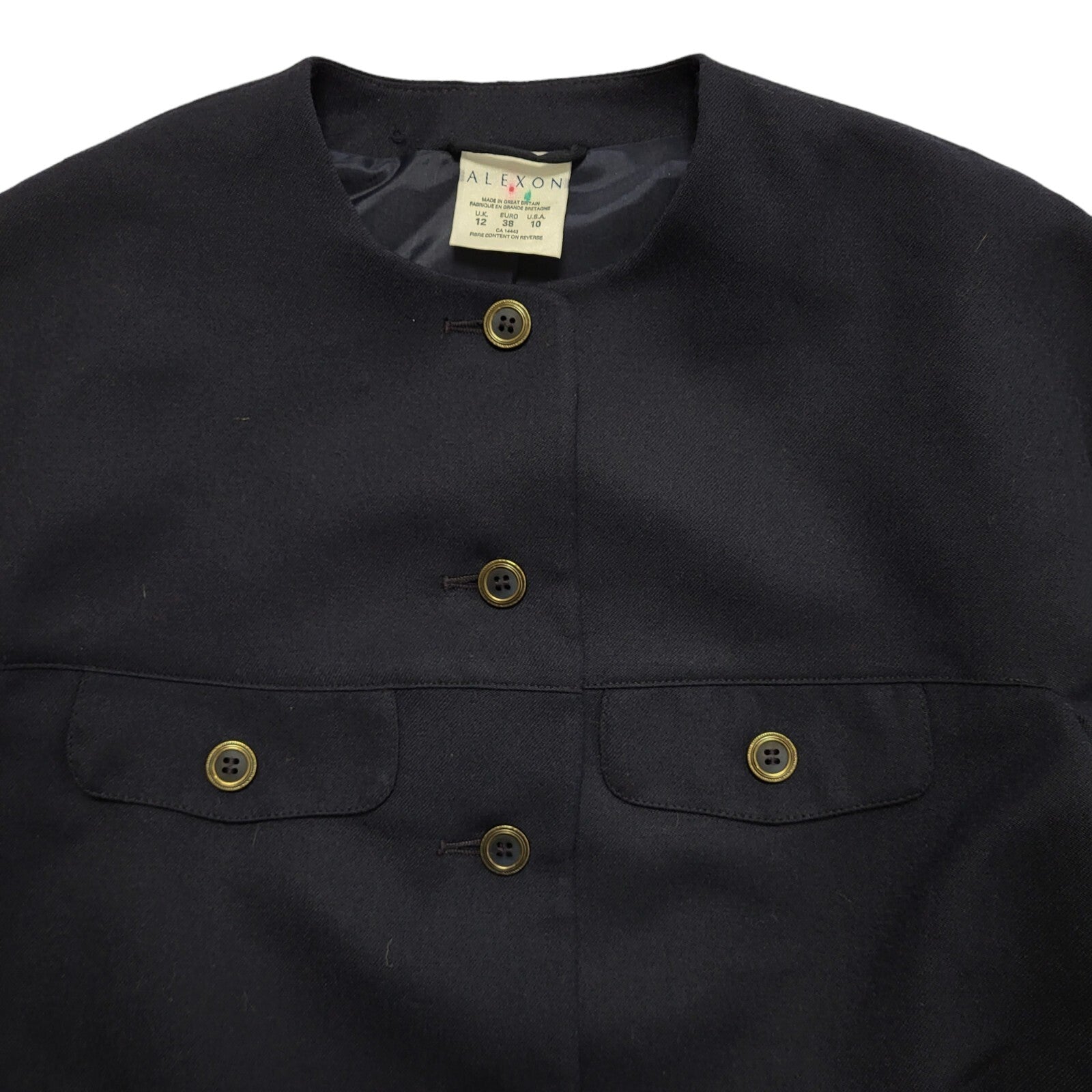 Alexon Black 90s Vintage Button Wool Jacket Uk Women's Size 12