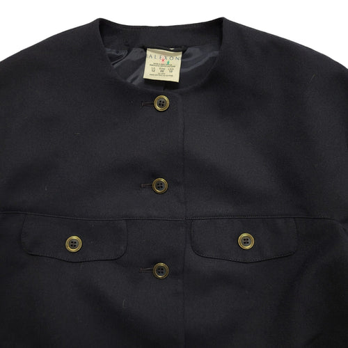 Alexon Black 90s Vintage Button Wool Jacket Uk Women's Size 12