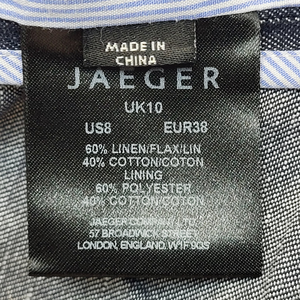 Jaeger Suit Jacket Y2k Blue Linen Blend UK Women's Size M 10