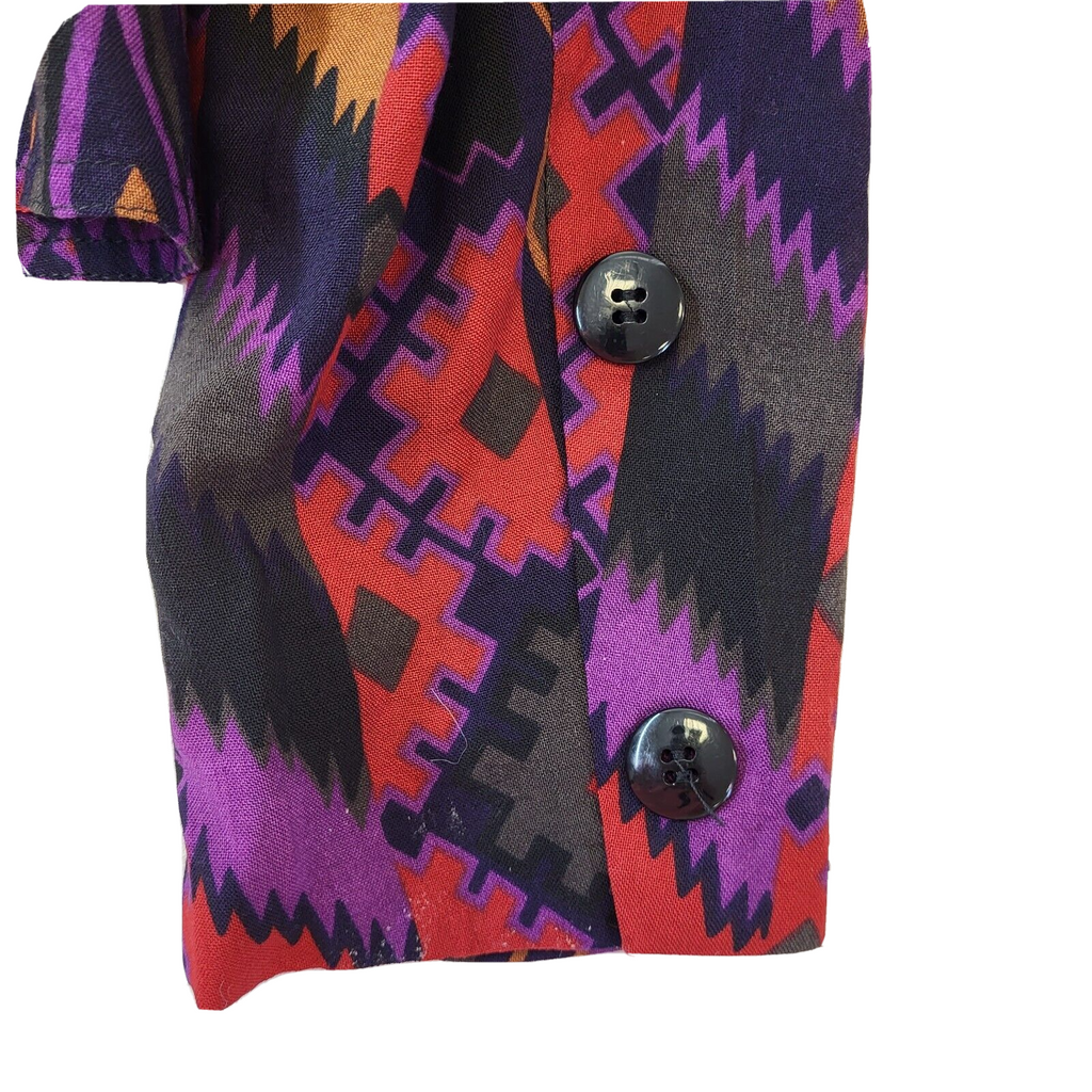 Jaeger 80s Vintage Black, Red & Purple Button Up Women's Jacket Size L 12-14