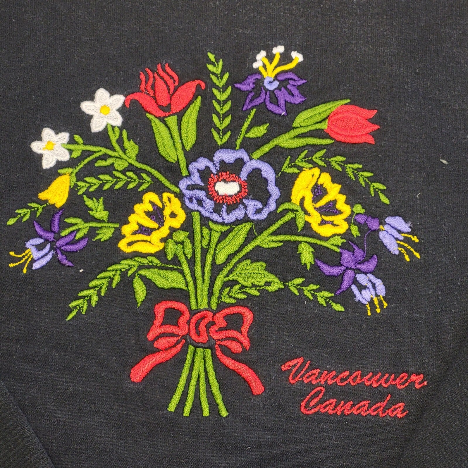 Supershirts Flower Print 80s Vintage Black Cottagecore Sweatshirt Women's Size L